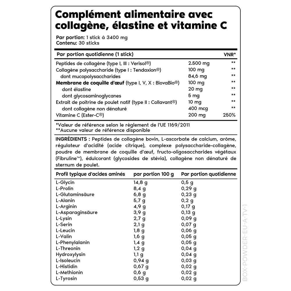 Supplement facts per serving