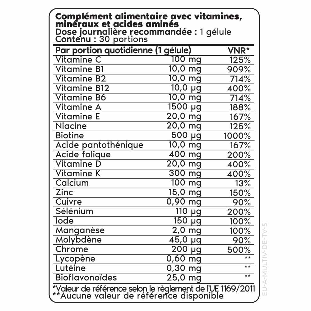 Supplement facts per serving