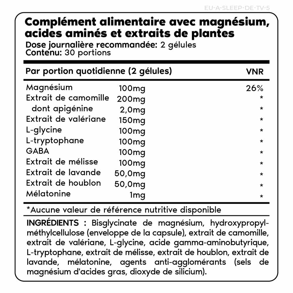 Supplement facts per serving