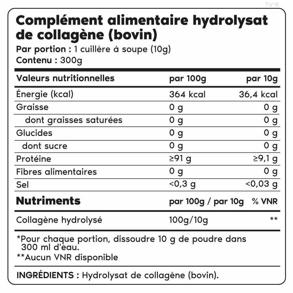 Supplement facts per serving